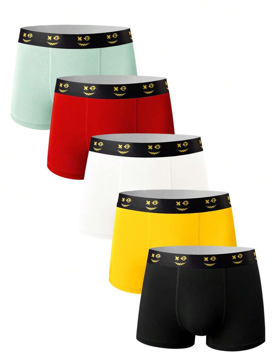 SHEIN Confezione da 5 pezzi di biancheria intima slip casual con stampe di cartoni animati per ragazzi pre-adolescenti