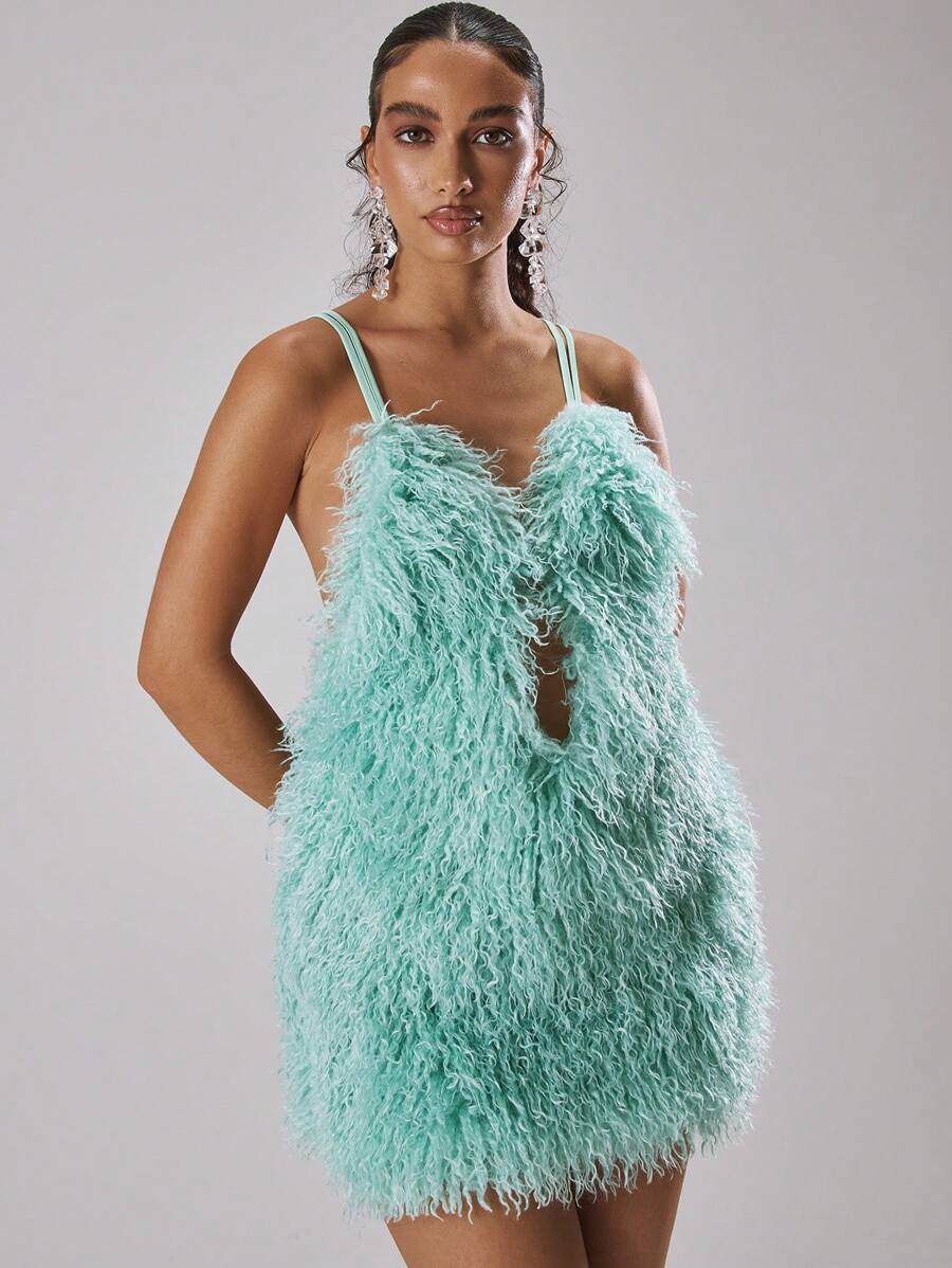 MUSERA Abito con spalline a spaghetti e piume, adatto per primavera, estate, vacanza, Ibiza, festival, rave, ragazze cool, concerto sulla spiaggia