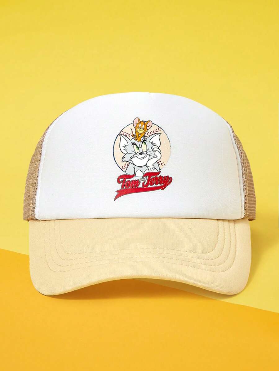 TOM & JERRY X SHEIN Baseballkappe mit Cartoon Muster Farbblock Mesh und verstellbar