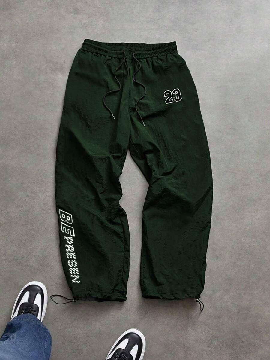 Manfinity Sport Corelite Men's Letter Print Drawstring Waist Tapered Sports Pants