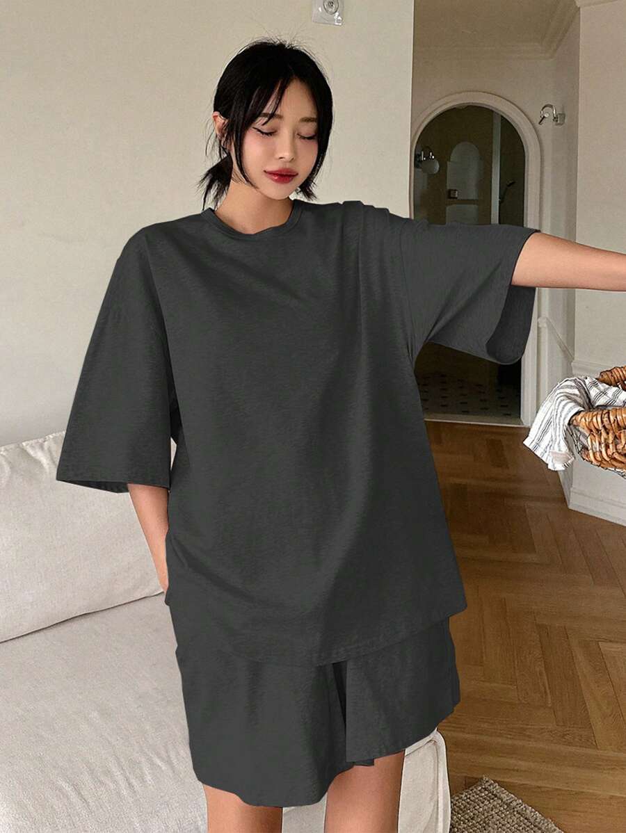 DAZY Casual Loose T-Shirt And Shorts Pajama Set