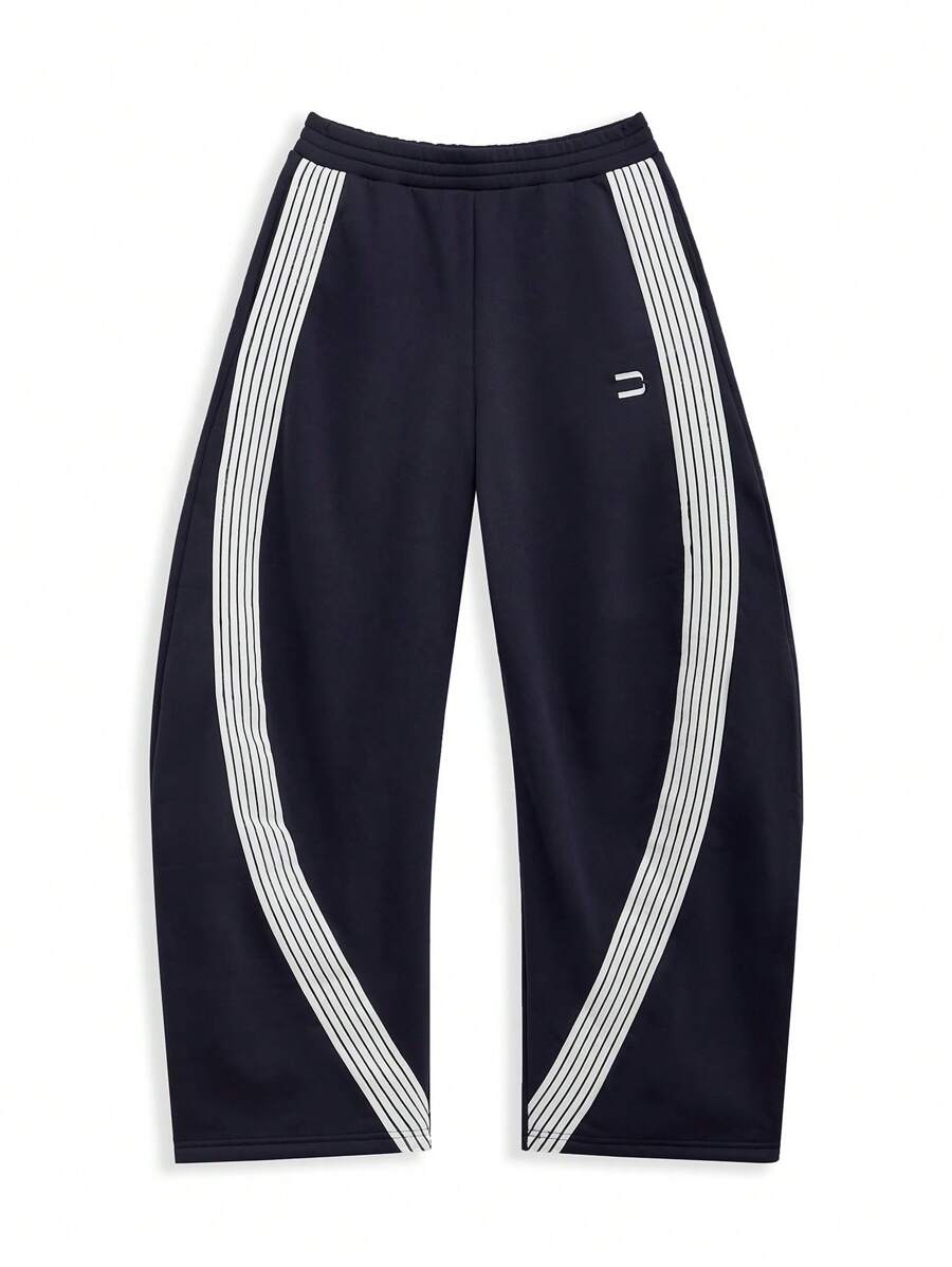 NEON BLANC Pantalón de chándal holgado de punto azul marino para hombre, escuela