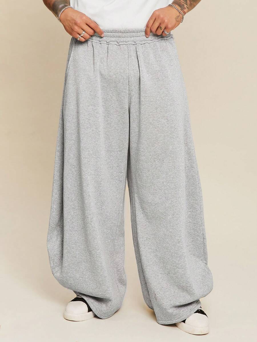 EASEVO Plus Size Men's Casual Grey Loose Knit Baggy Sweatpants, School