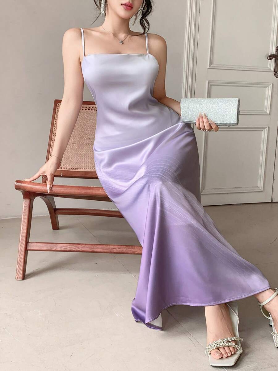 DAZY Abito elegante minimal donna con effetto sfumato, senza maniche, adatto per uso casual quotidiano