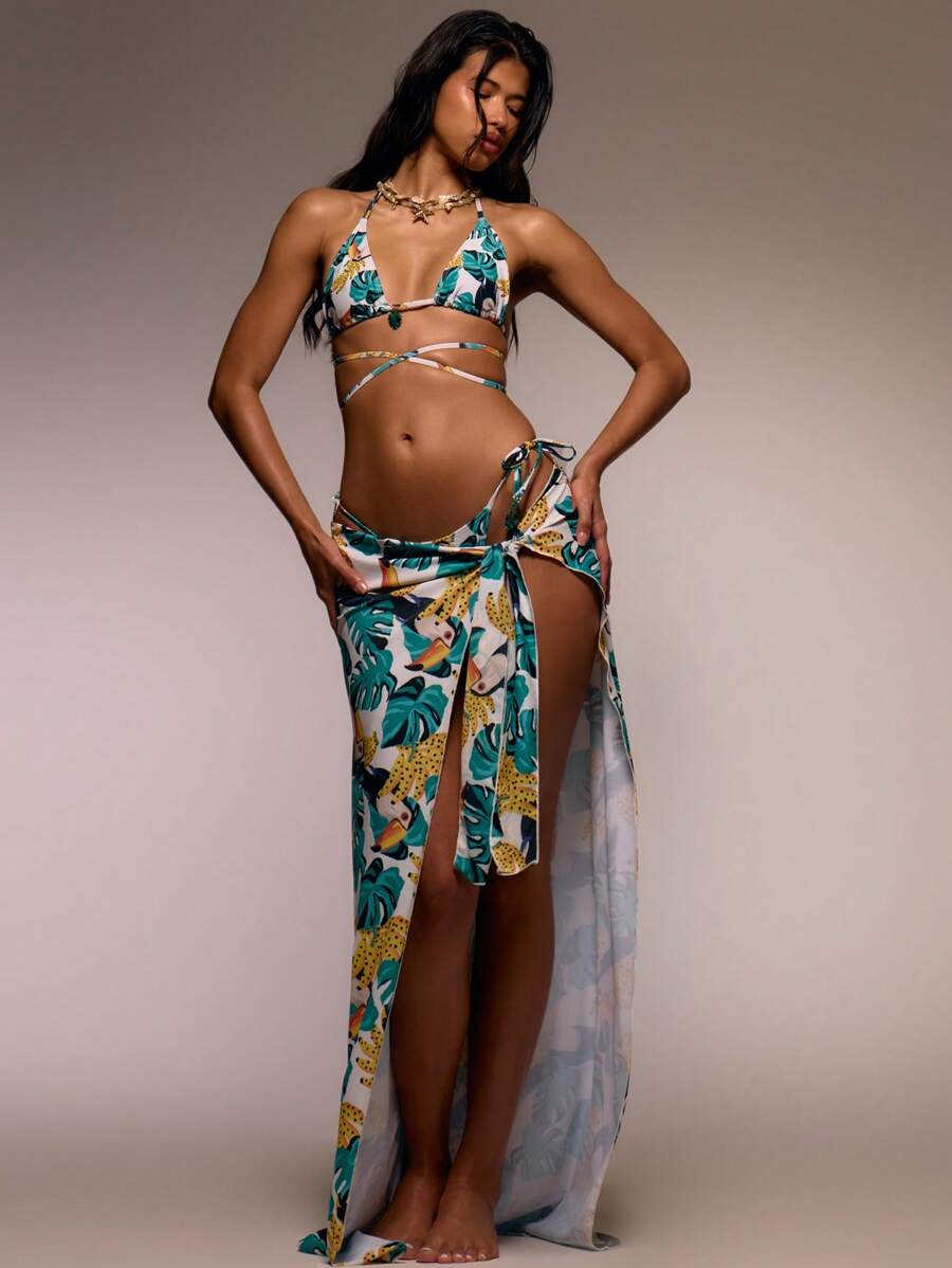 MUSERA Maxi Side Tie Printed Pattern Sarong Cover Up Spring, Summer, Ibiza, Holiday, Cute, Festival, Vacation Beachwear, Beach, Boho Mai Tai