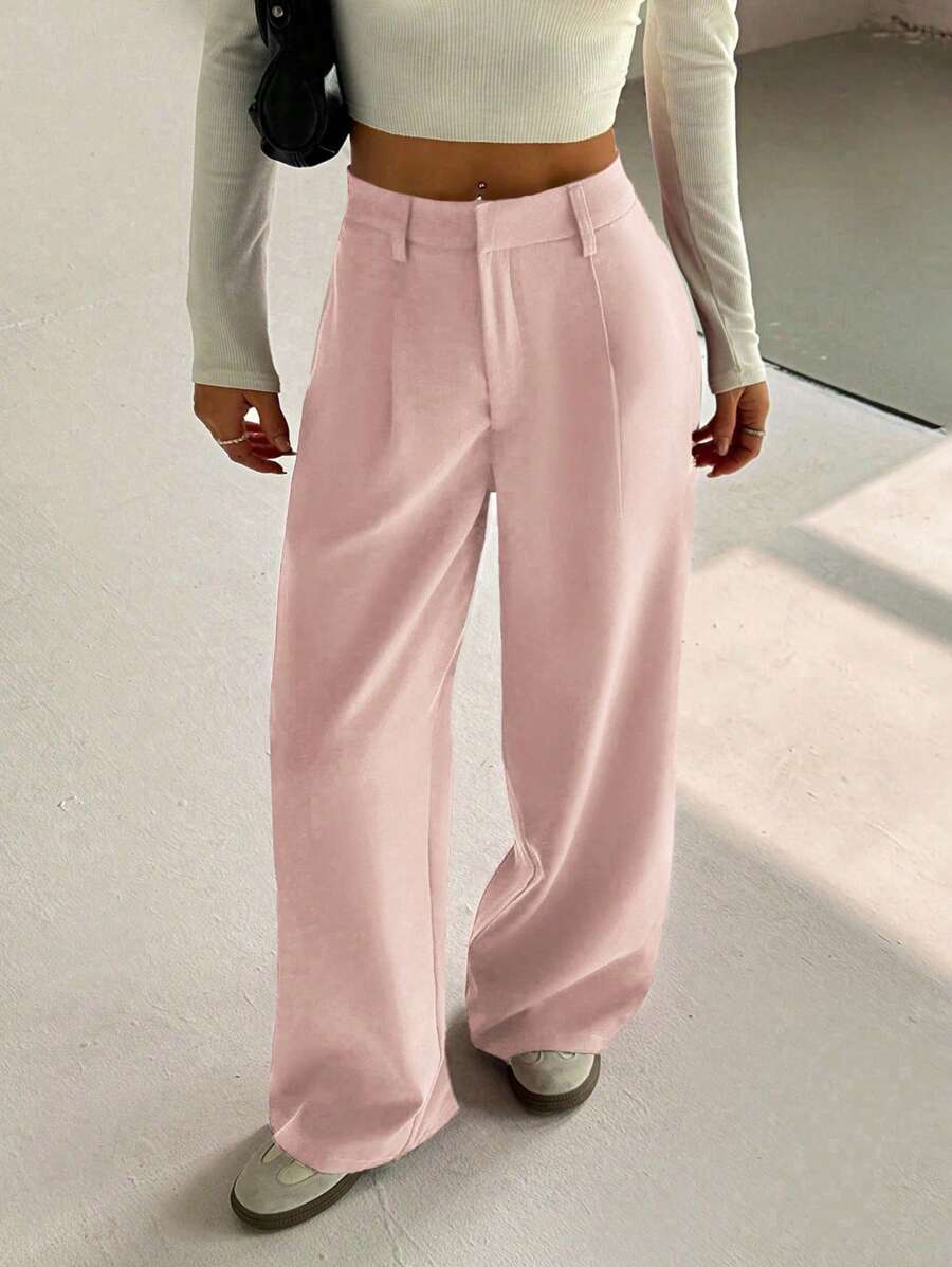 SHEIN PETITE Pantaloni morbidi e ampi di alta gamma con design vintage alla moda e di per il 2025