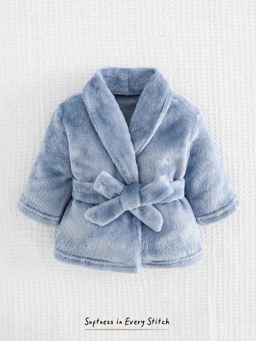 Cozy Pixies Neonato Accappatoio in kimono a maniche lunghe con fodera termica di colore tinta unita, abbigliamento da casa confortevole