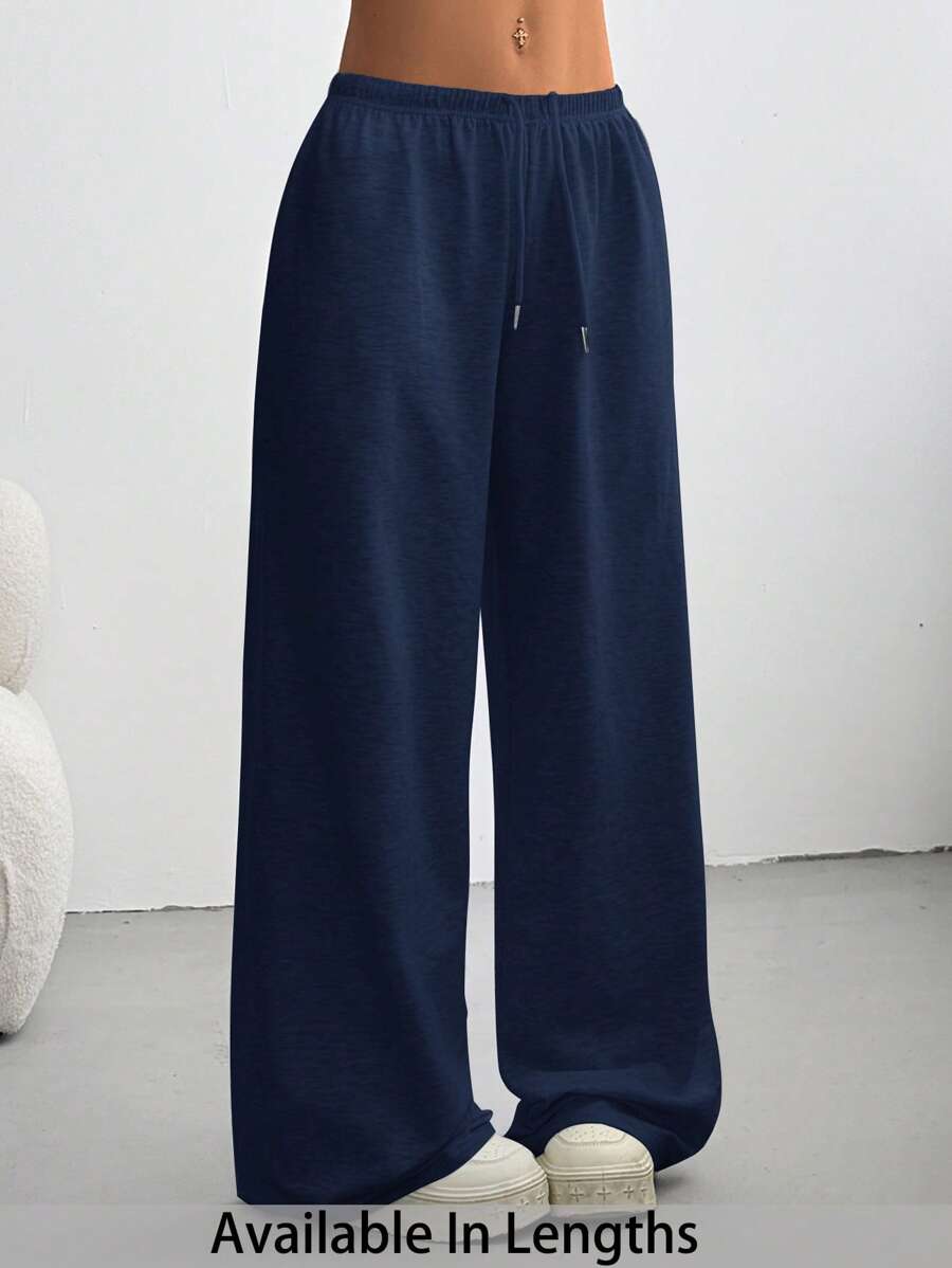 SHEIN PETITE CURVE Pantalones de chándal de mujer de verano, de corte holgado y con nudo delantero, para uso casual diario