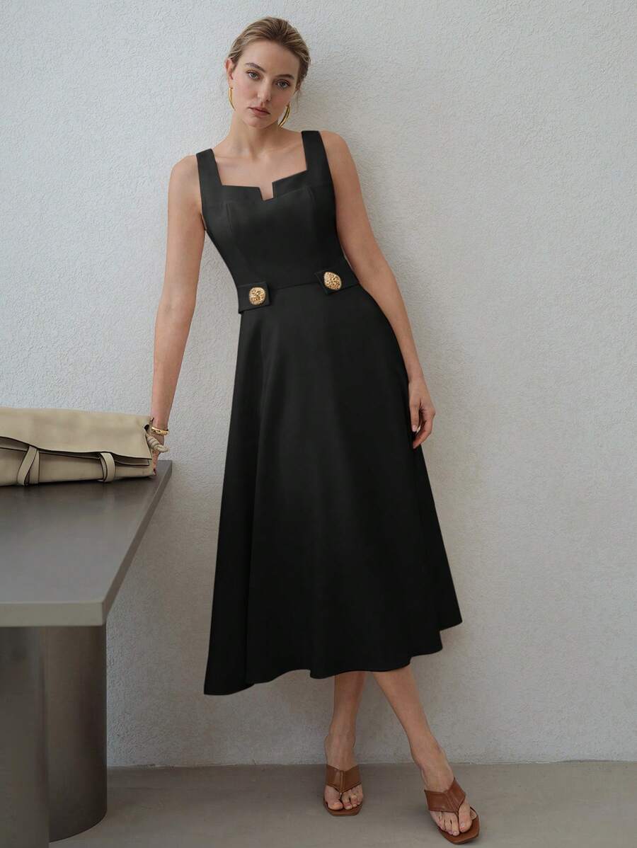 MOTF PREMIUM SQUARE NECK ZIPPER DRESS