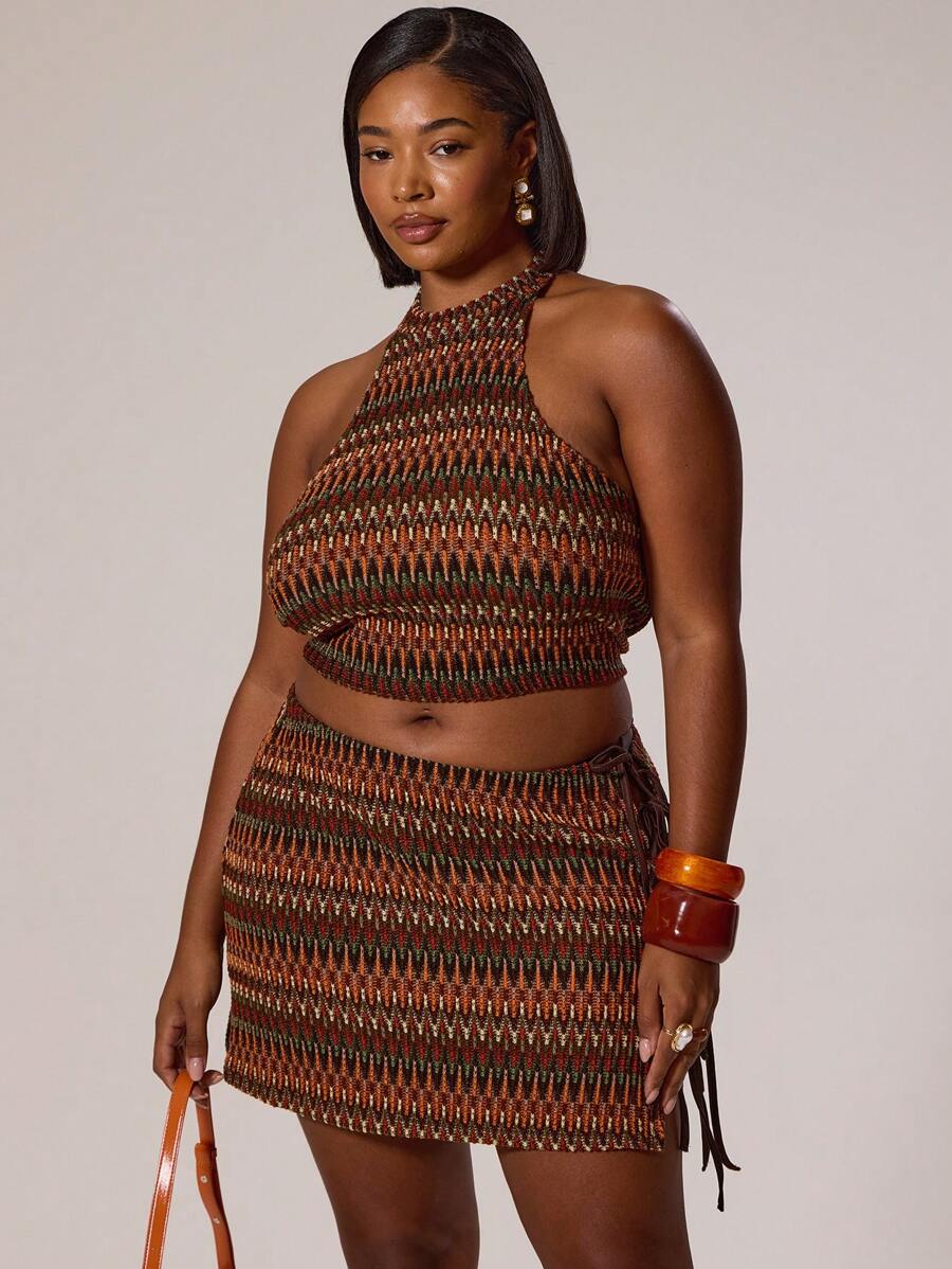 MUSERA Top a costine con scollo alla halter e righe in tinta, adatto per abbigliamento da bagno, vacanza, estate, spiaggia, sexy, carino in taglie comode