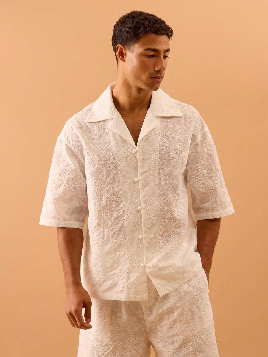 Musero Blusa con botones de manga corta y transparente con estampado, para verano, primavera, vacaciones, playa y piscina
