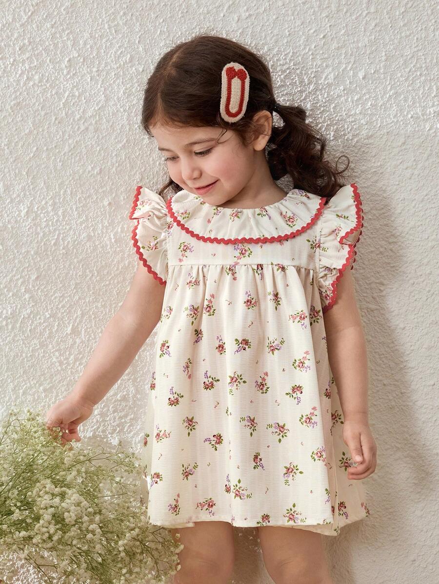 Blossori Baby Mädchen Landhausstil Urlaubs Rüschenkleid