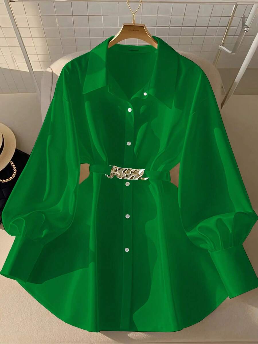 GlowEve Camisa de manga larga de unicolor para mujer, de moda para el verano