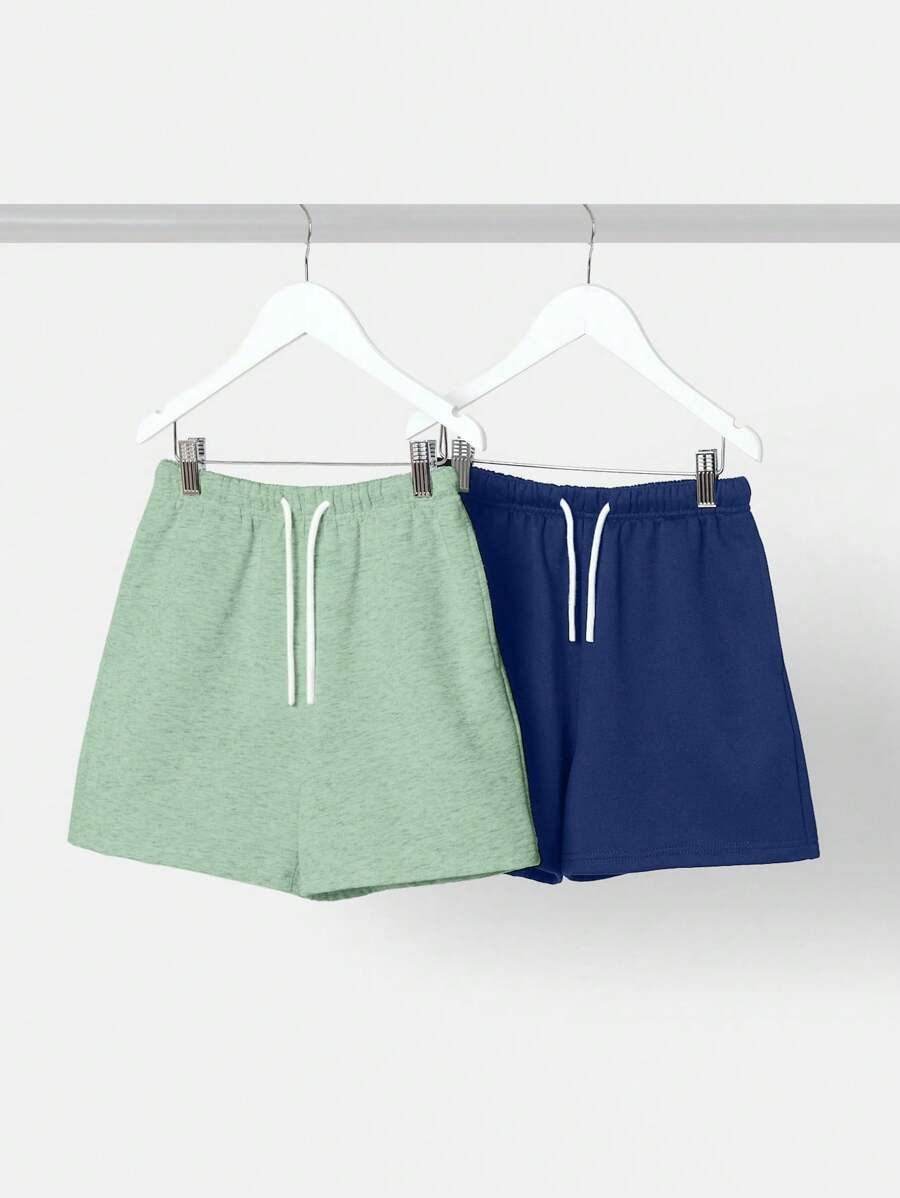 SUMWON 2 paquetes de shorts deportivos con cordón para correr, baloncesto, uso casual, deportivo, gimnasio, estar en casa, actividades, trotar, para jóvenes