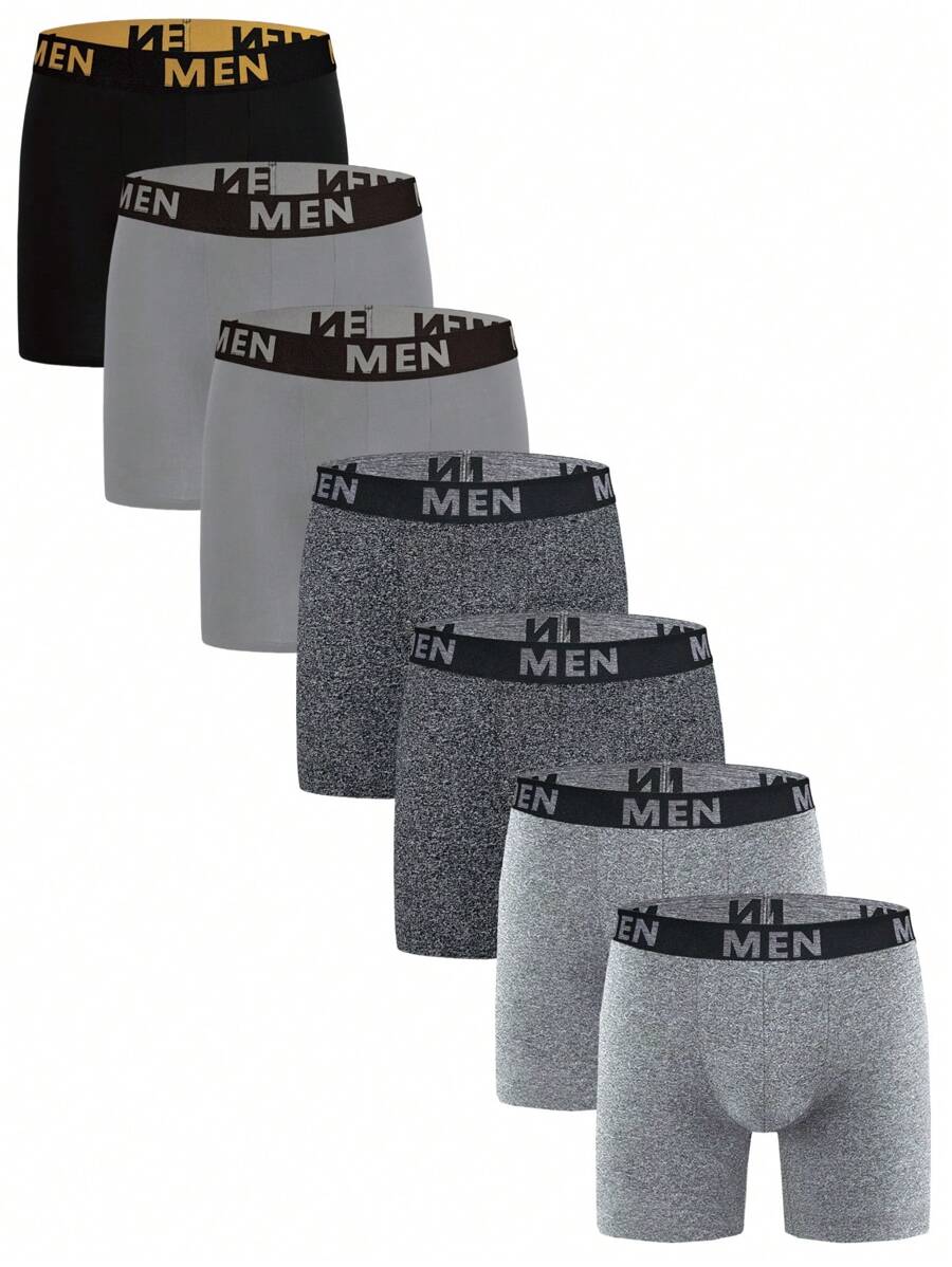 Manfinity Underwear&Sleepwear Basics 7 Packs Men's Minimalist Letter Print Boxer Briefs