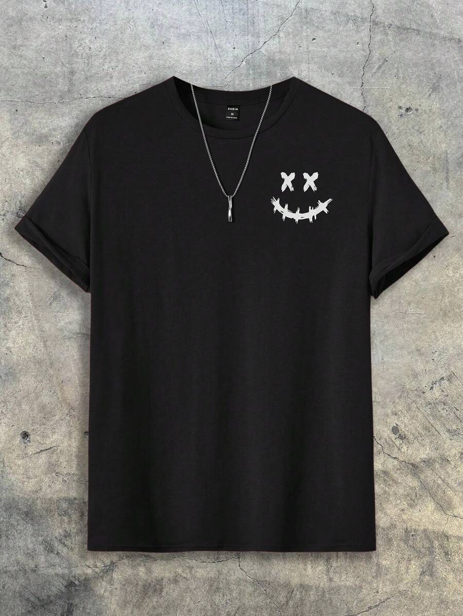 AXEPEAK T-shirt uomo con stampa espressiva, stile streetwear