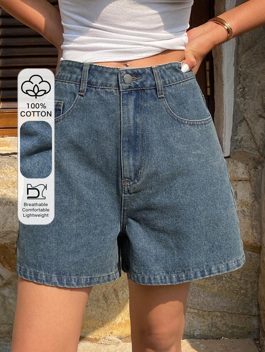 Livesso Nouveaux shorts en jean décontractés et amples pour femmes