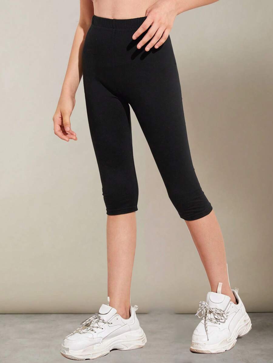 SHEIN سراويل لانجري ضيقة بلون أحادي لفتيات البلوغ قابلة للتناسب مع كل الملابس