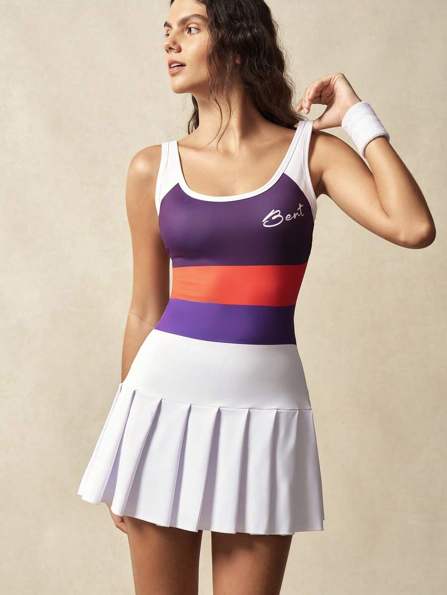 VARSITIE Vestido esportivo feminino sem mangas, moderno para o verão