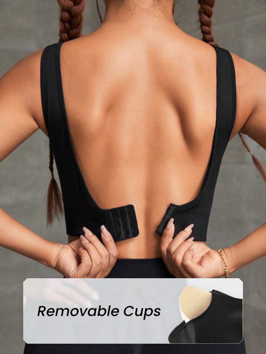 POWERISTA Powerista Solid Backless Sports Tank Push Up Top