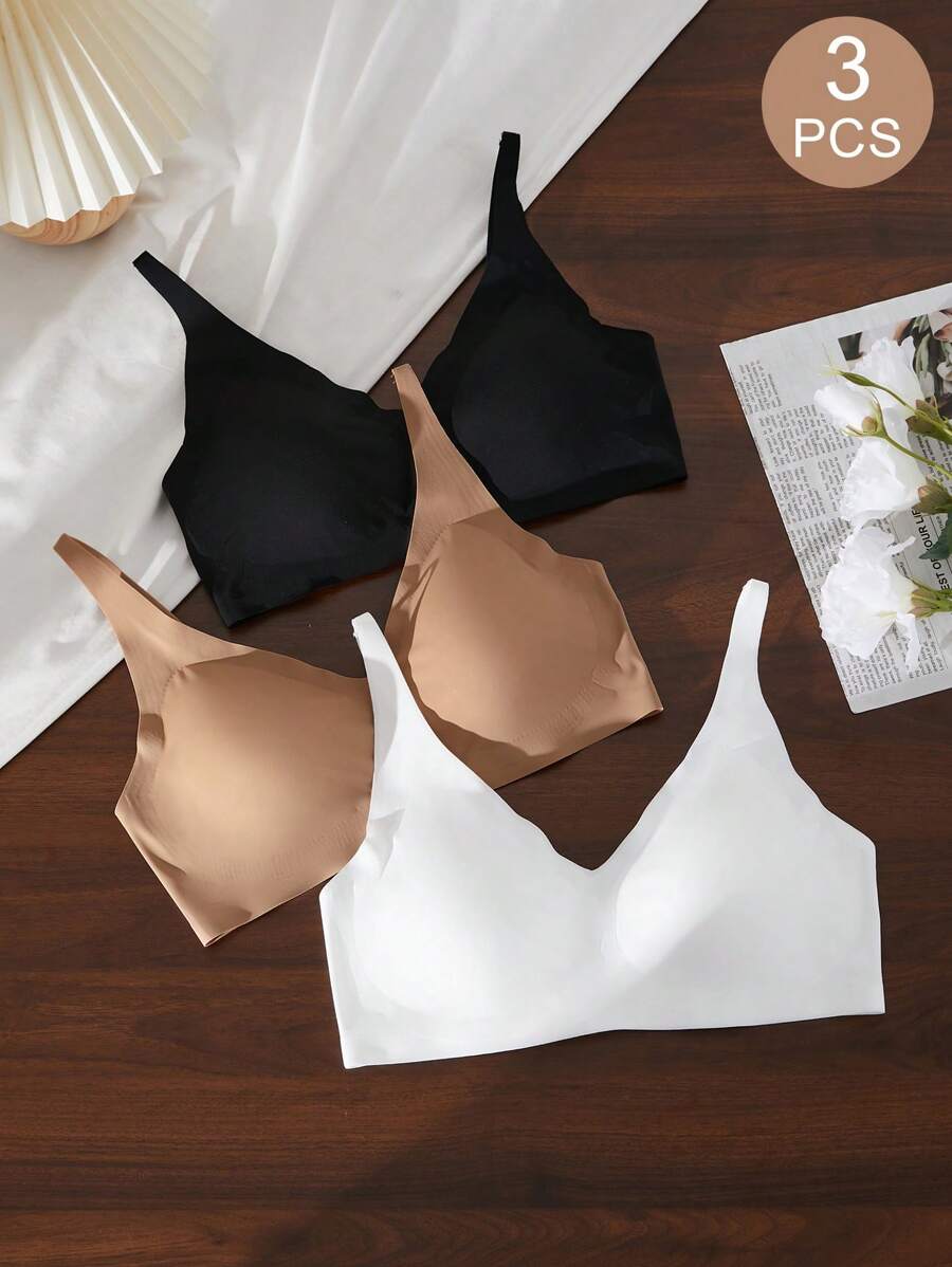 Snug Zone 3 pièces Soutiens-gorge sans couture sans fil de base pour femmes