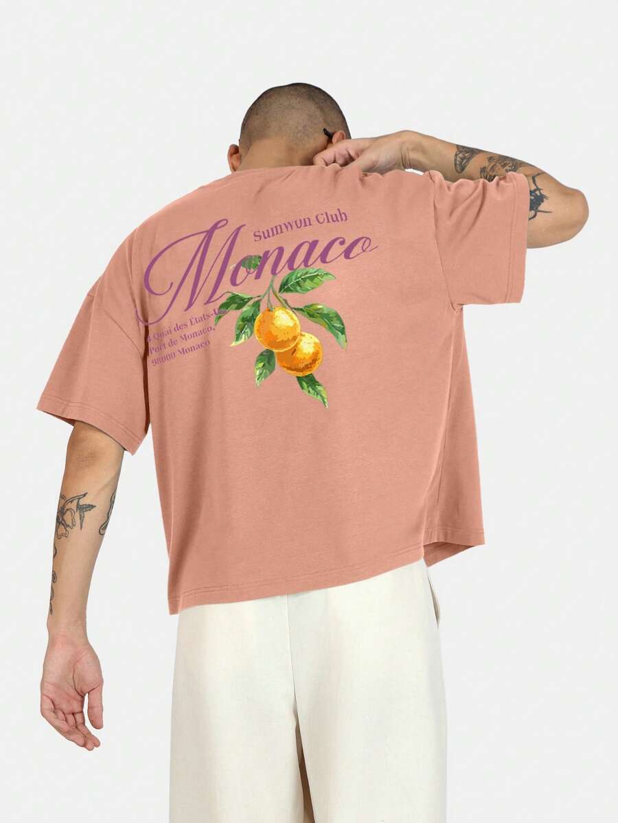 SUMWON Summer Club Monaco Citrus Graphic Boxy Fit T-Shirt Limited Edition Premium Streetwear Collection Oranges Print Japanese Garden Inspiration