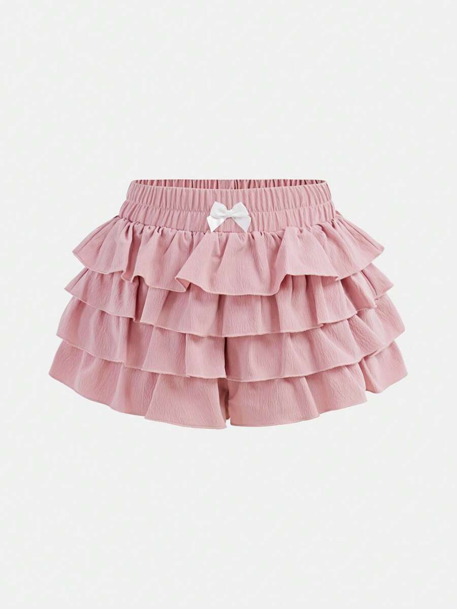 SHEIN Falda corta de unicolor informal para niñas preadolescentes
