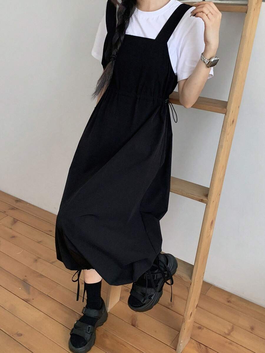 DAZY Women's Solid Color Casual Spaghetti Strap Long Dress, Spring/Summer