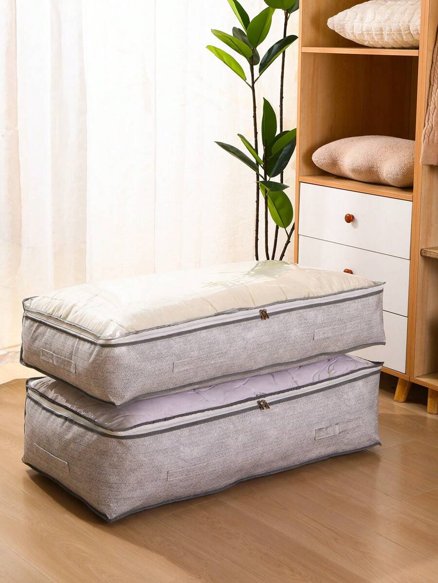 SHEIN 1 pièce Boîte de rangement pliable pour vêtements, sac de rangement sous le lit à grande capacité, sac de rangement en non-tissé pour couette, sac de transport et de rangement pour couette, sac de rangement pour vêtements et bagages, pour le stockage saisonnier et l'organisation des placards. Décorations d'automne, décorations de fête, décorations de chambre, décorations de Noël, idée de cadeau pour les fêtes