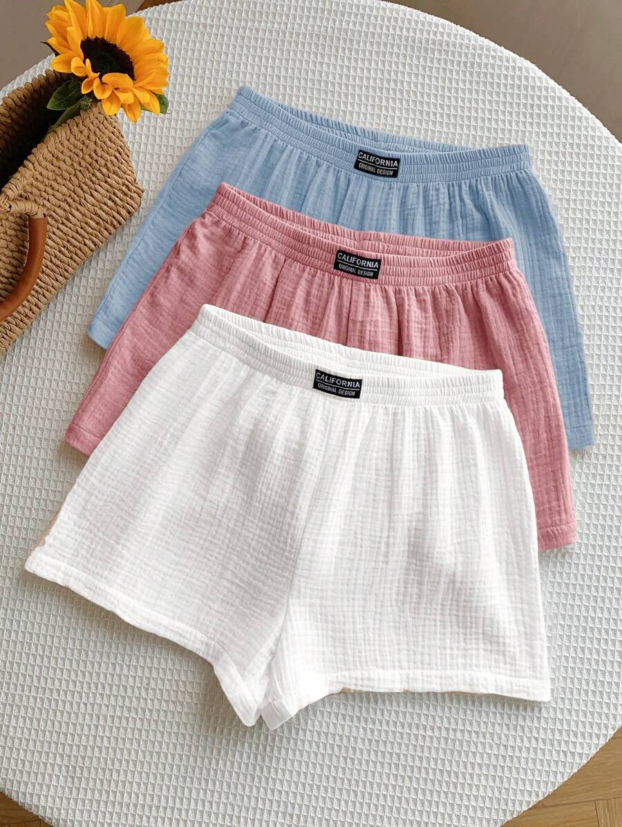 Comfortcana Conjunto de shorts de algodón tejido con pierna ancha casual para mujer, verano