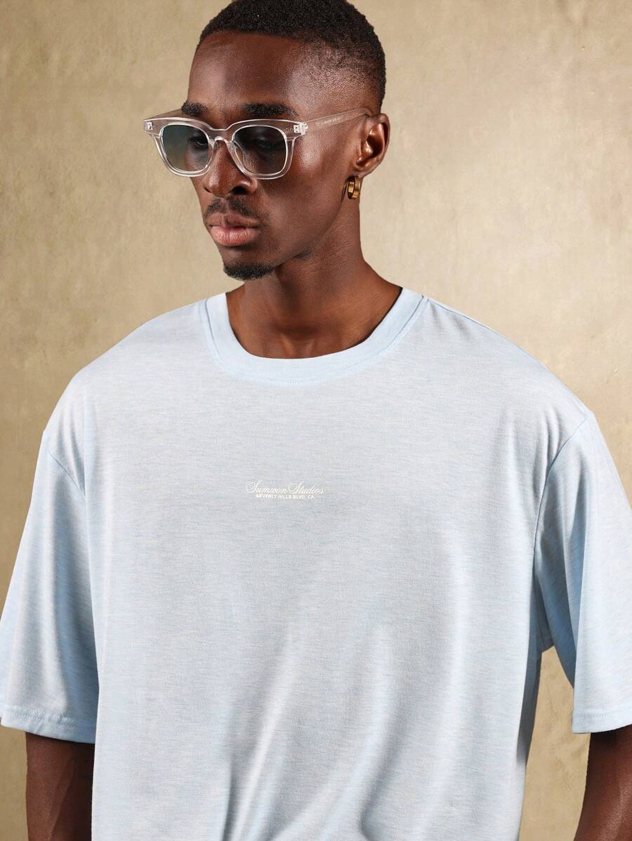 SUMWON Camiseta oversize de estudio de ajuste relajado, colección premium de Beverly Hills, manga corta, prenda esencial de streetwear para el verano y uso diario casual