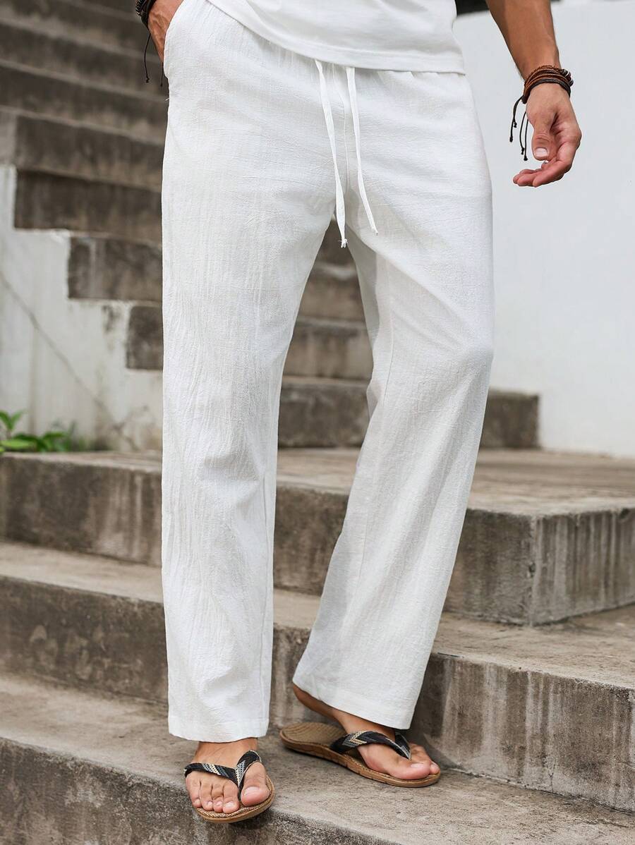 Manfinity Nomadique Pantalon de travail casual pour hommes à cordon de serrage et poche, couleur unie