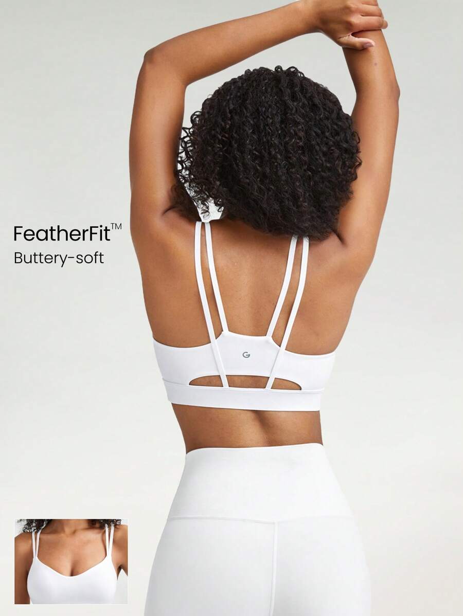 GLOWMODE FeatherFit™ Reggiseno sportivo a forma di cuore a doppia fascia, a basso impatto, per yoga e uso quotidiano