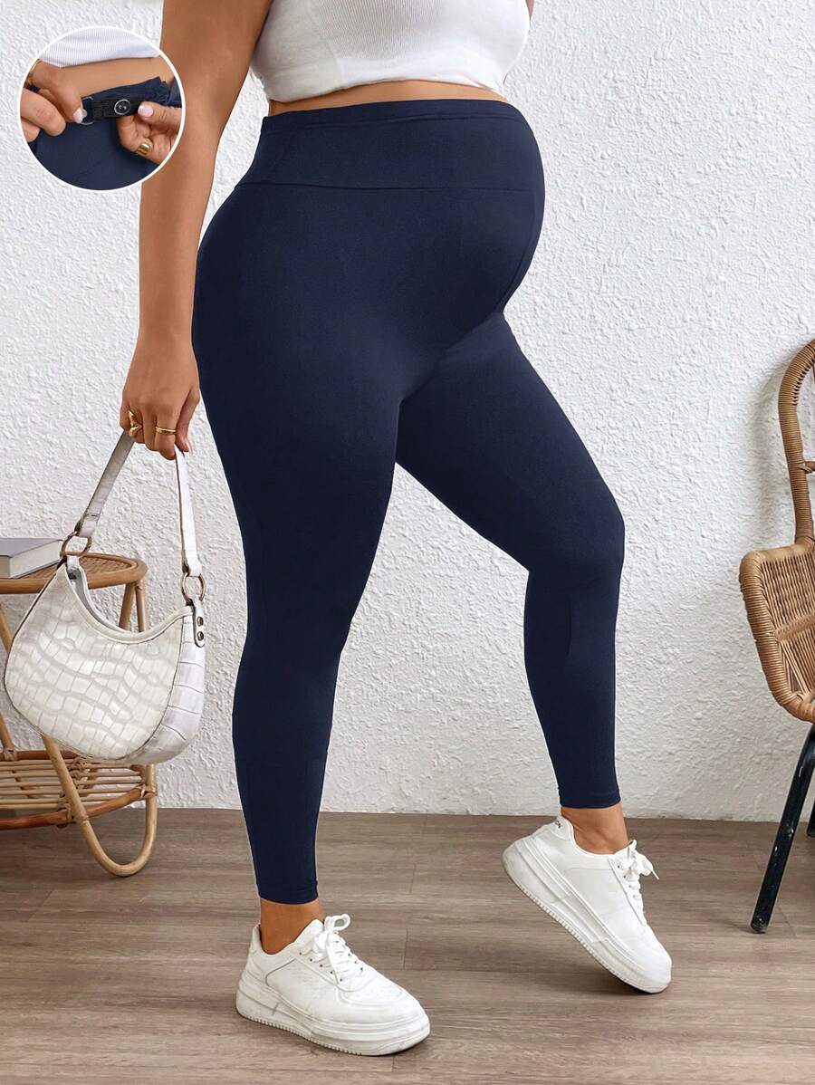SHEIN Pantaloni di maternità tinta unita, semplici per uso quotidiano