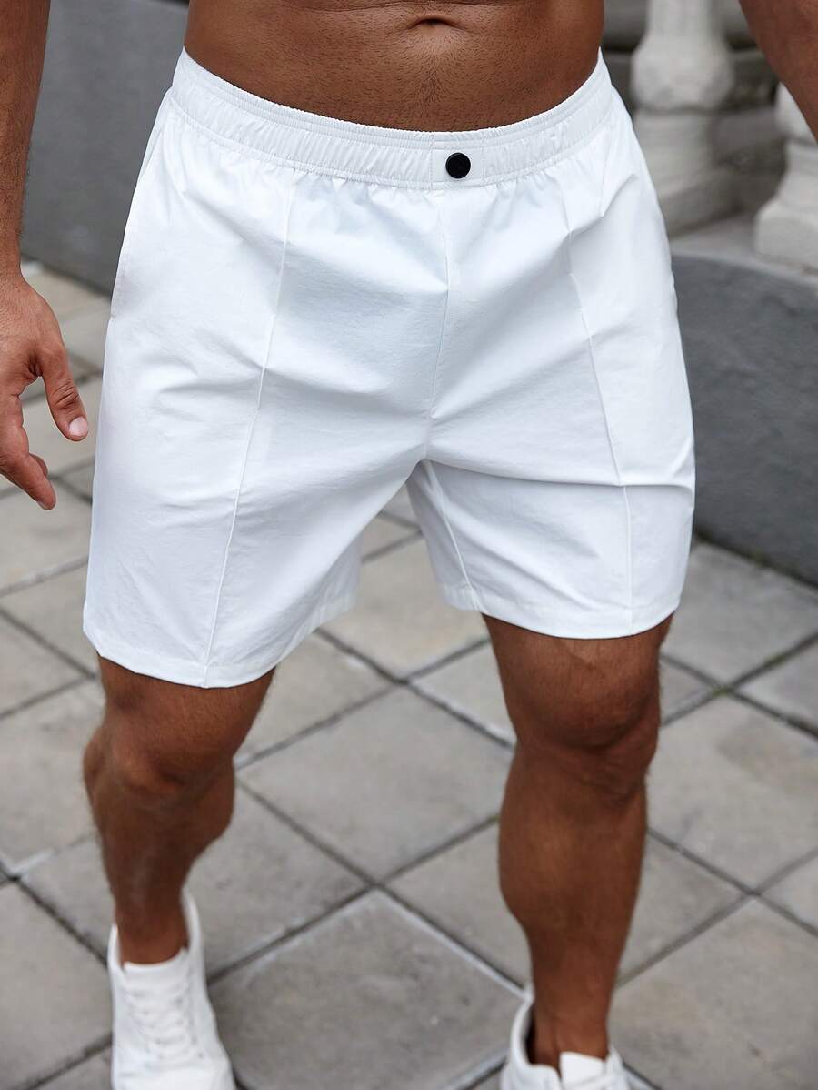 Manfinity RelaxMax Men's Solid Color Pocket Summer Casual Shorts