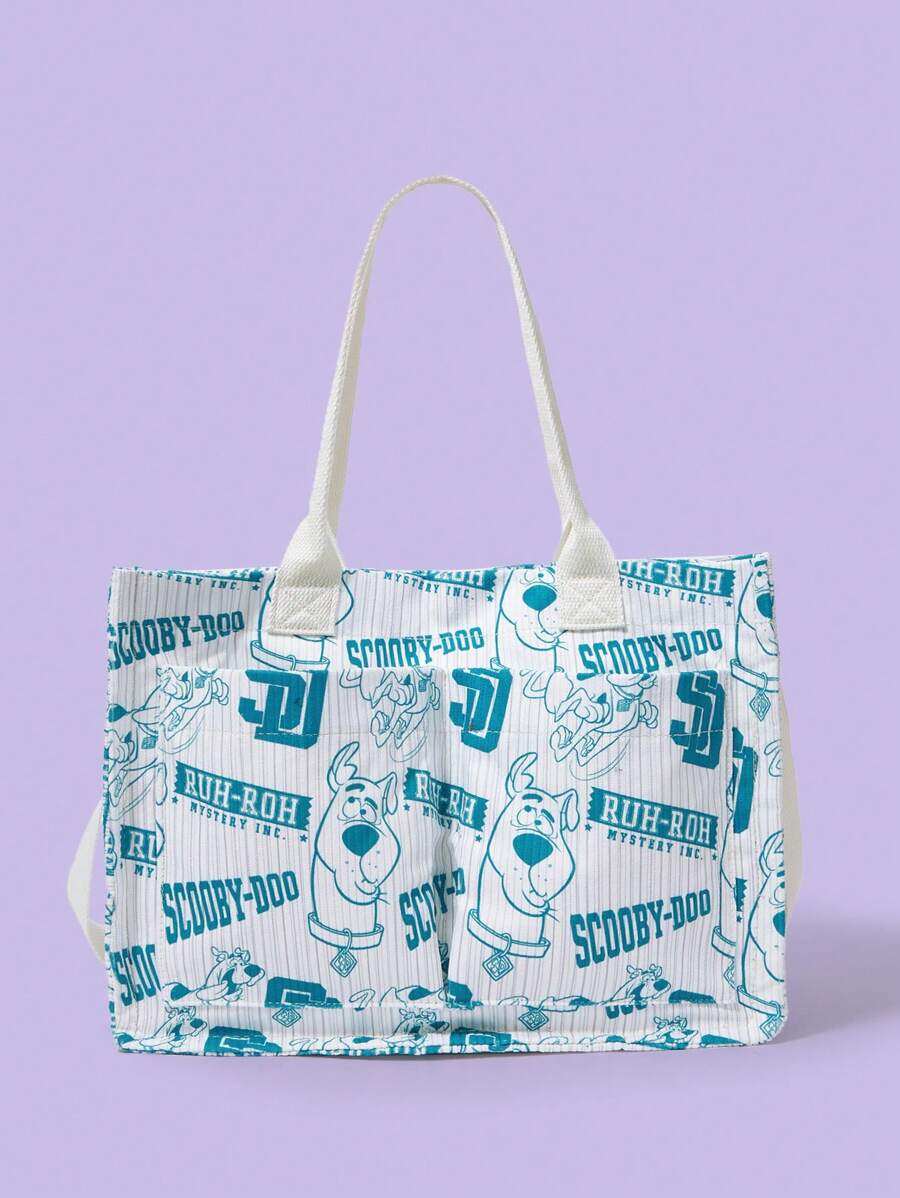SCOOBY-DOO X SHEIN Women's Cartoon Print Large Capacity Fashionable Cute Tote Bag
