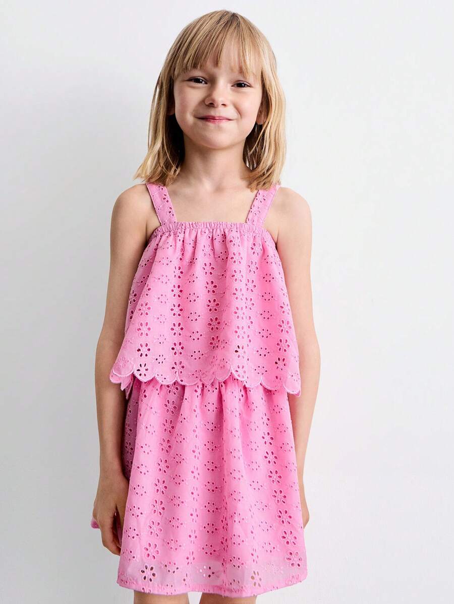 THE HAPPY LOOK Young Girl Sleeveless Embroidered Blouse And Embroidered Mini Skirt Sets