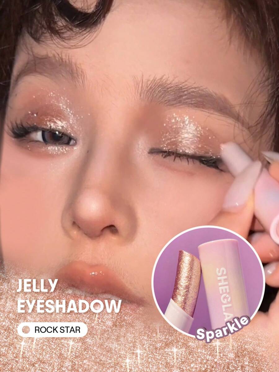 SHEGLAM Crystal Jelly Glaze Stick-Rock Star Graduation Birthday Holiday Summer Fall Autumn Y2K Fancy Fashion Women Makeup Cosmetic Party Beach Travel Camping Outdoors School Campus Trip Festivals Decor Gift Present Rose Girl Cosplay Best Color Charm Vibe