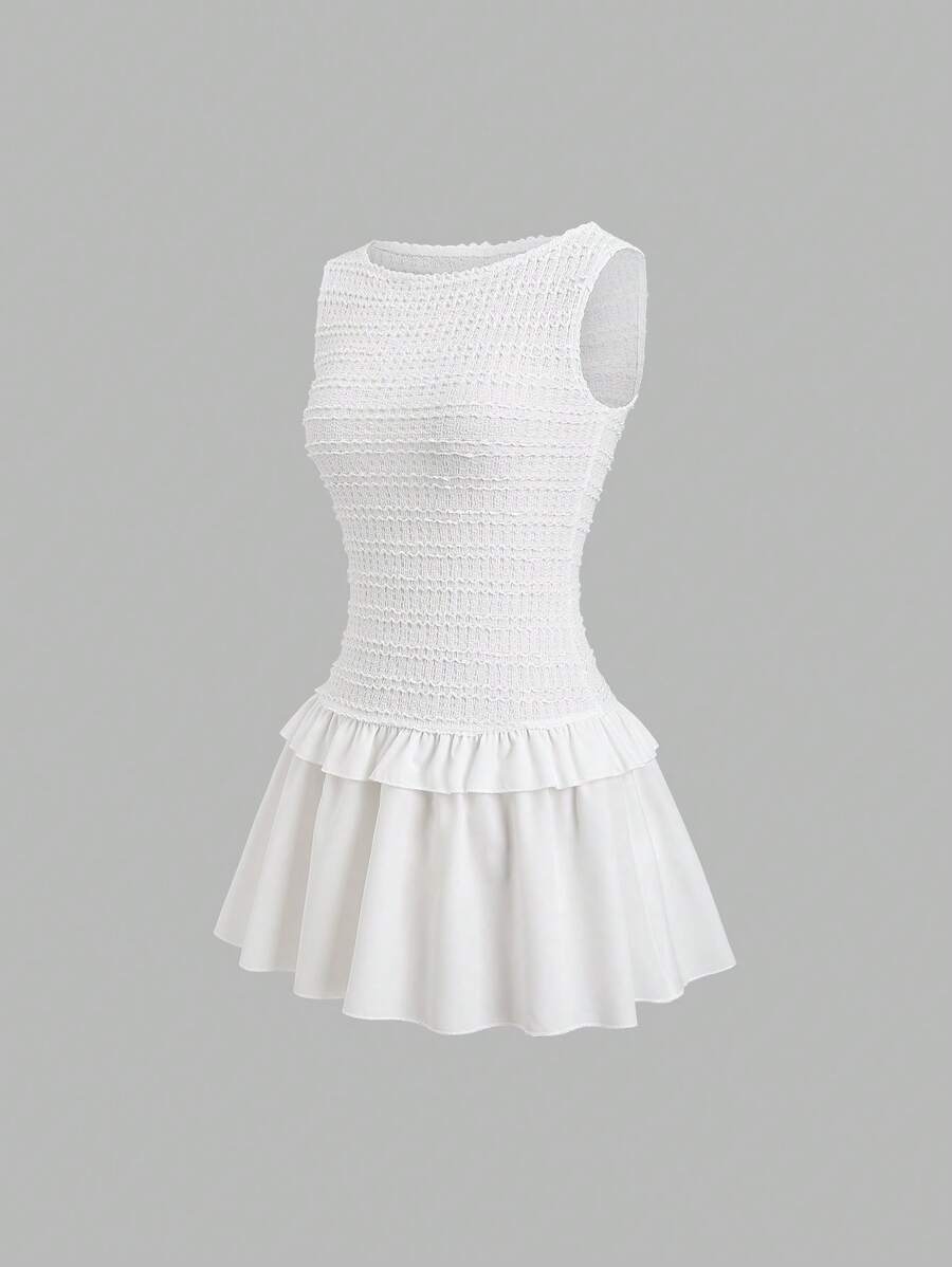 Sweetra Robe fleurie sans manches jacquard pour le trajet
