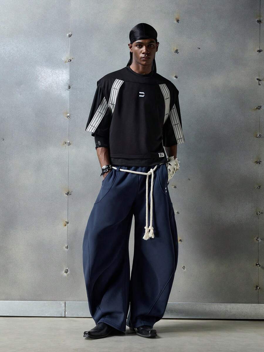 NEON BLANC Men's Street Style Knit Letters Embroidery Jogger Sweatpants, Streetwear-Inspired