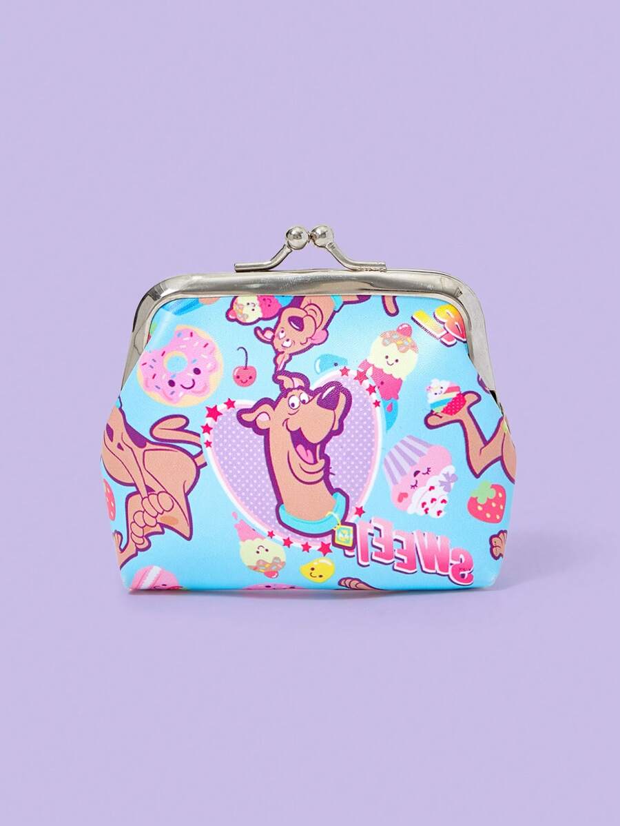 SCOOBY-DOO X SHEIN Cartoon Letter Graphic Convenient & Fashion Kiss Lock Coin Purse