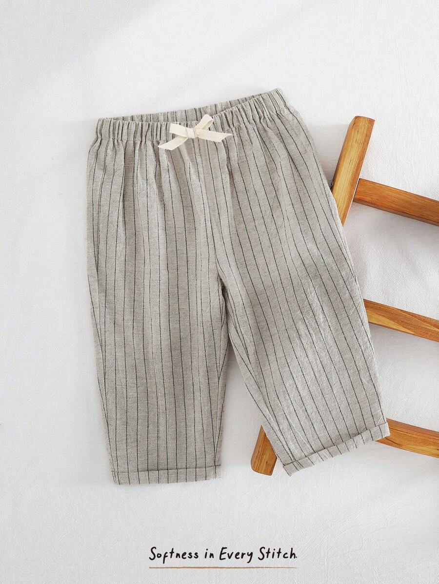 Cozy Pixies Baby Boy Colorful Striped Elastic Waist Casual Pants With Bowknot Decor