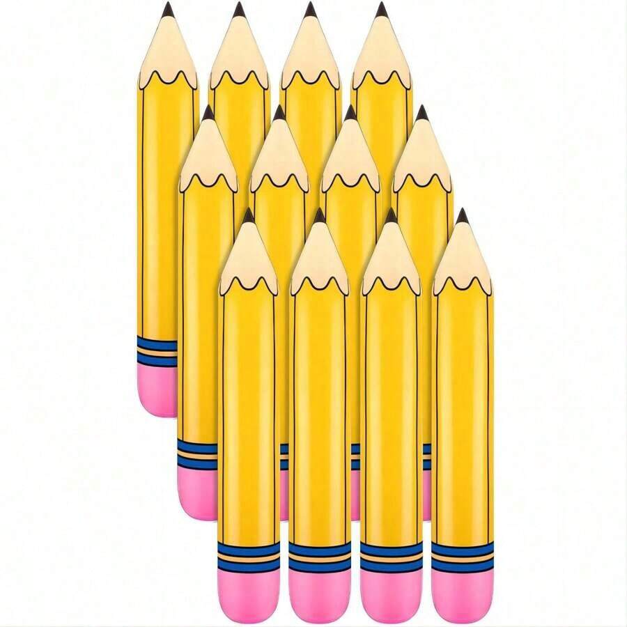 1Pc/2Pcs/3Pcs 27 Inch Giant Large Inflatable Pencil Back To School Graduation Decor Hanging Inflatable Pencil Classroom Decoration For Back To School Classroom Garden Room Birthday Party Decorations