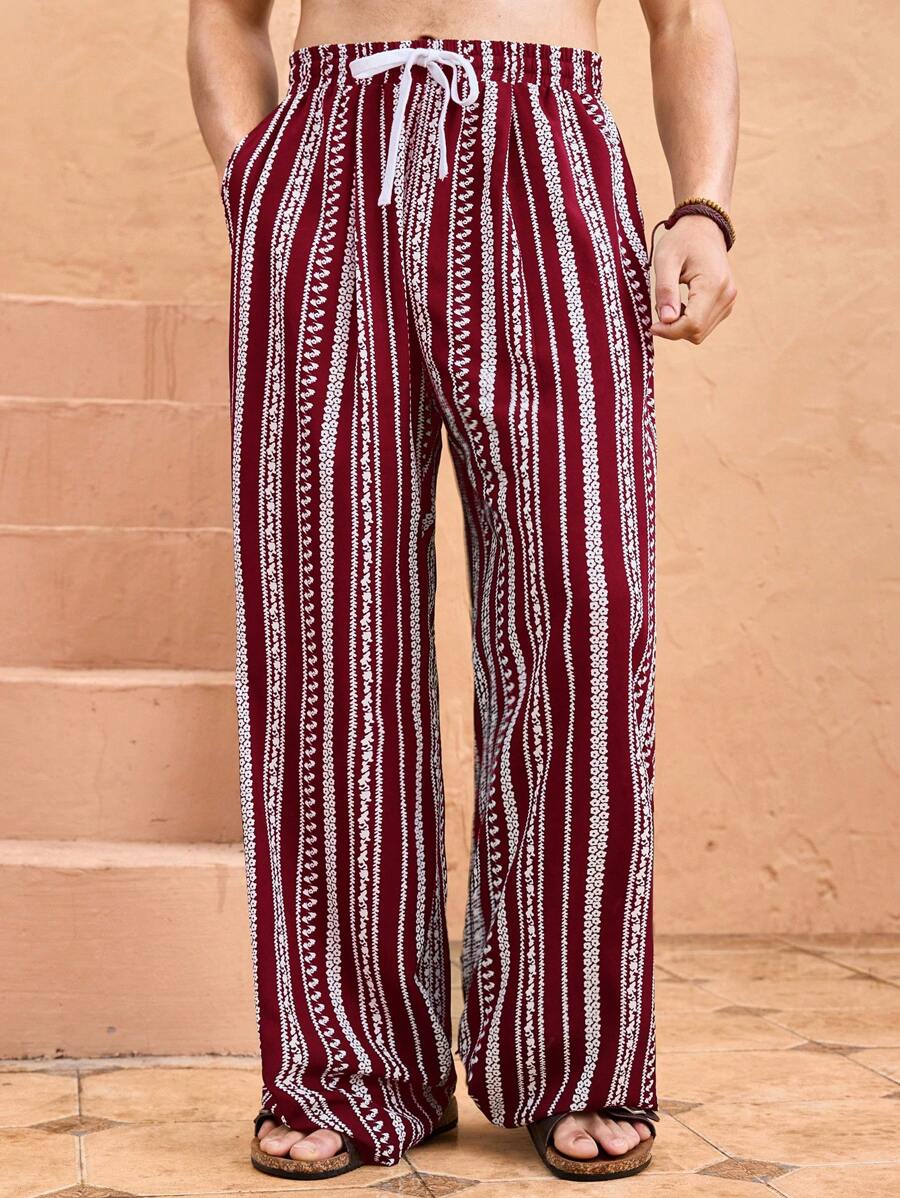 Manfinity VCAY Pantalones largos de hombre de pierna recta, sueltos y con cintura elástica, casuales y de uso diario de moda