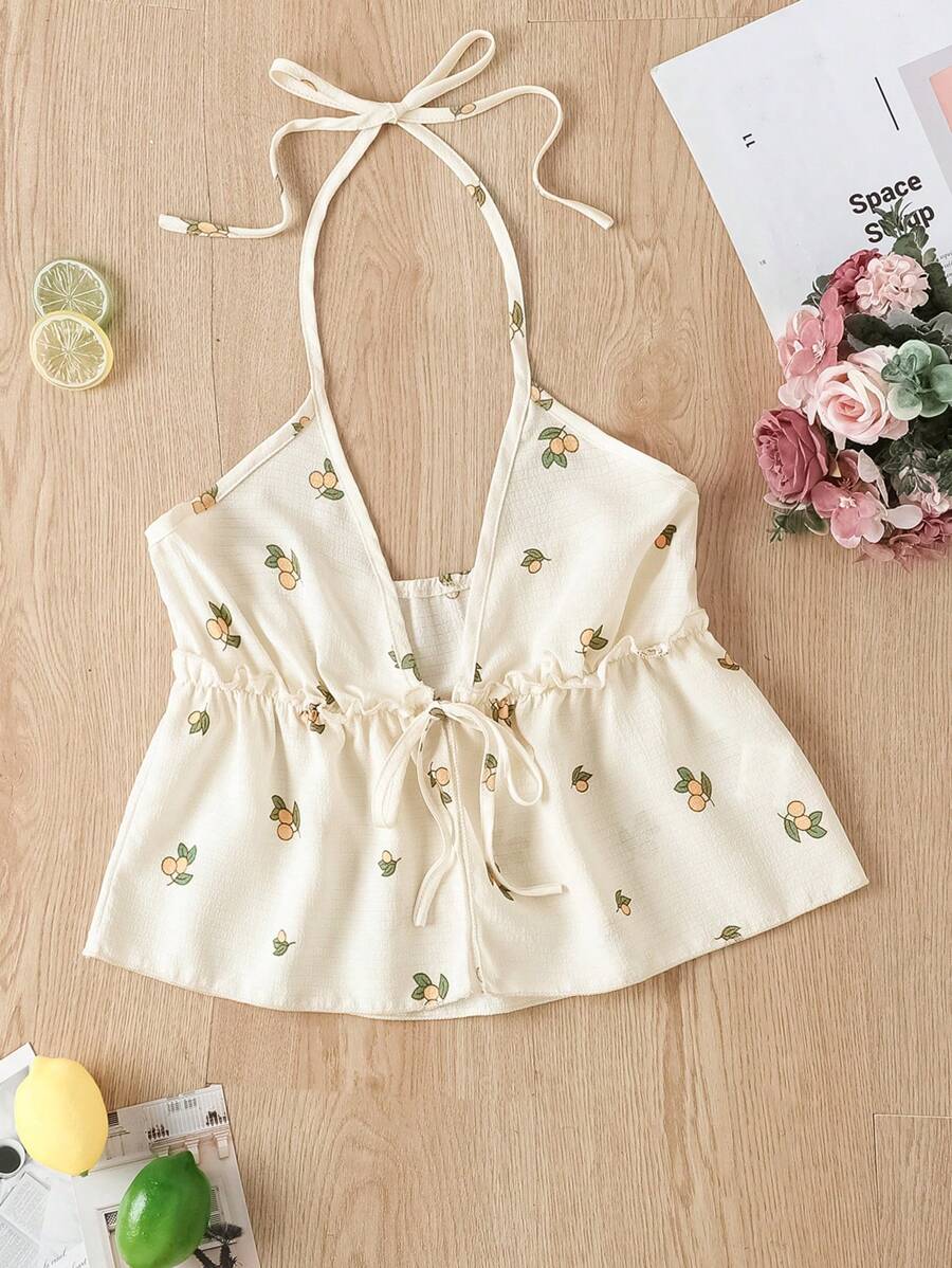 Top de pyjama débardeur imprimé orange mignon pour femmes