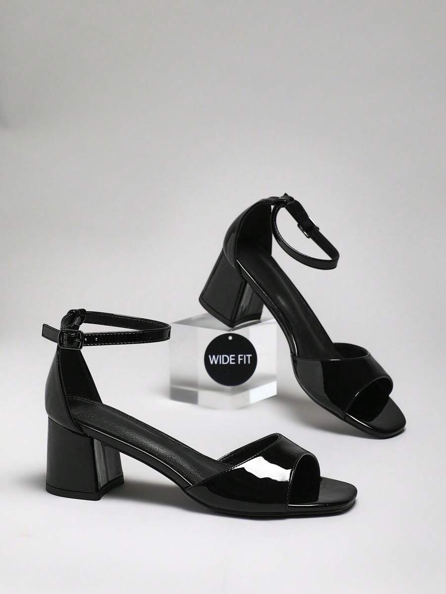 SHUZIA Women's Block Heel Adjustable Ankle Cuff Heeled Sandals