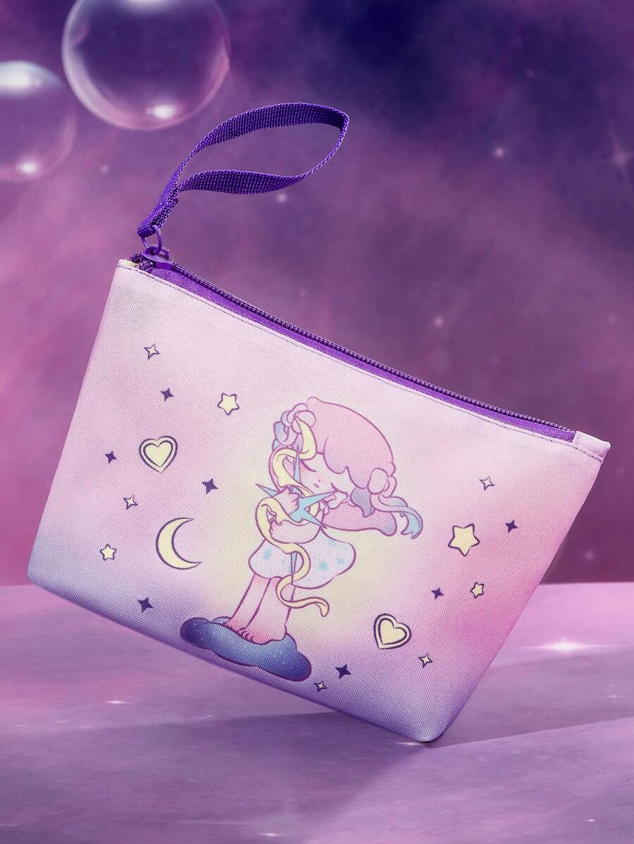 Pop Mart Azura X SHEIN 1pc Cartoon Printed Lightweight Cosmetic Bag, Perfect For Storing Cosmetics, Stationery, Daily Necessities, Digital Products, Etc., Perfect For Commuting, School, Travel, Suitable For Men, Women, Students, Children And Everyone Else, Tears