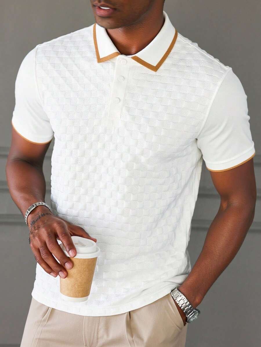 Manfinity CasualCool Men's Colorblock Short Sleeve Casual Commuter Polo Shirt