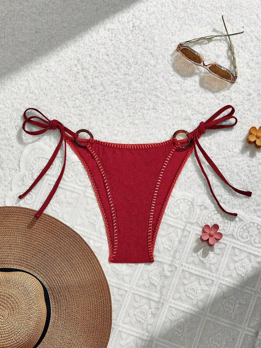 SHEIN MOD Side Ring Decor Lace-Up Swimwear Bottom