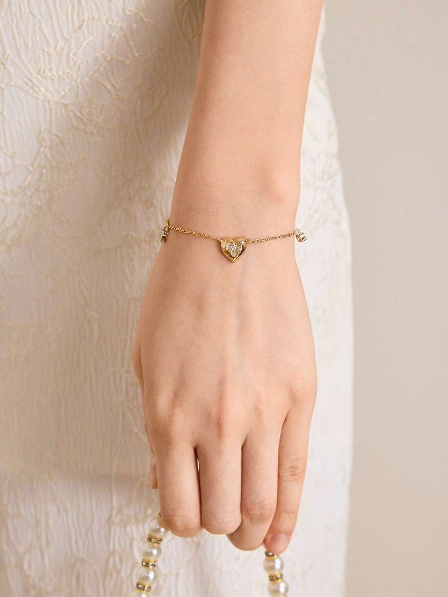 MOTF PREMIUM 18K GOLD PLATED HEART PENDANT BRACELET